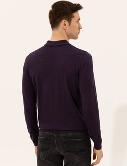 Mor Slim Fit Polo Yaka Basic Triko Kazak - Cacharel фото 5
