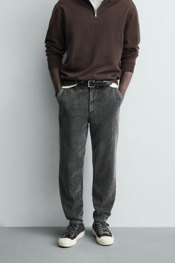 PANTAL?N CARROT FIT PANA / Gris oscuro - Zara фото 2