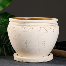 Горшок для цветов Голиаф, 8 л, d=28 см, h=22 см, керамика, с поддоном, бежевый