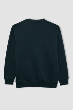 Базовый свитшот Oversize с круглым вырезом - Defacto фото 9