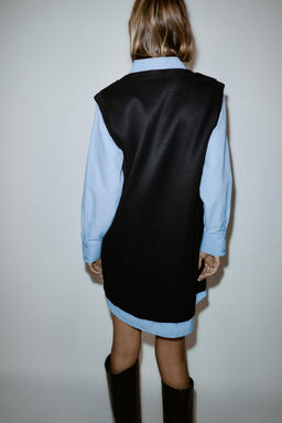 POPLIN COMBINED MINI DRESS - Zara фото 4