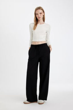 Straight Fit Beli Lastikli Esofman Alt? Uzun Boy Cepli Basic Duz