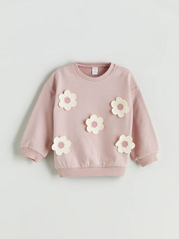 ?i?ek Desenli K?z ?ocuk Sweatshirt