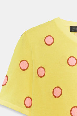 CHAQUETA JACQUARD PUNTO MANGA CORTA / Amarillo - Zara фото 7