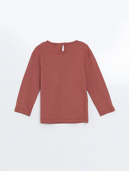 Bisiklet Yaka Uzun Kollu Bask?l? K?z ?ocuk Ti??rt