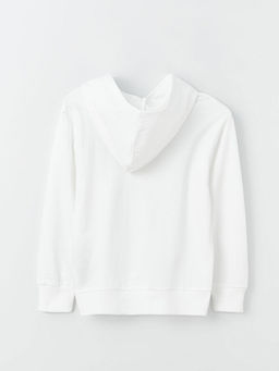 Bask?l? Uzun Kollu Erkek ?ocuk Hoodie - Waikiki фото 3