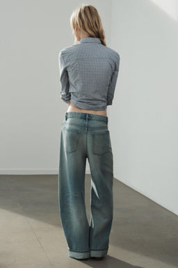 JEANS TRF BAGGY FOLDED ROTOS / Azul claro - Zara фото 7