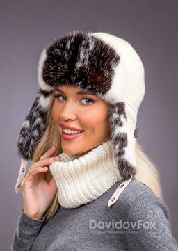 Ушанка норка трикотаж долматин