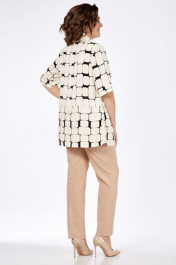 Блуза Элль стиль 2279а бежевый/принт геометрия  фото 3