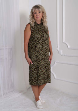 Рубашка штапель хаки - Марлен фото 2