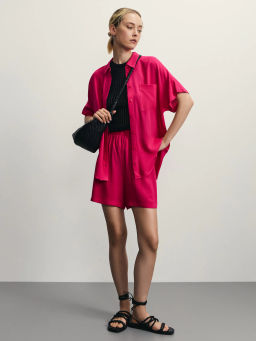 Рубашка с коротким рукавом из вискозы / Zarina  фото 2