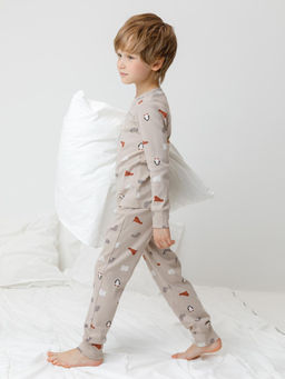 К 1552/северные зверята на бежевом пижама дет