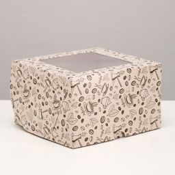 Коробка для капкейков с окошком 4шт, с окном, 16 х 16 х 10 см, "Кофе", 4722305