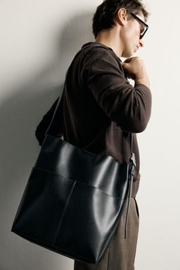 BOLSO SHOPPER LISO / Negro