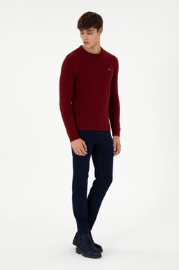 Erkek Slim Fit Bisiklet Yaka Bordo Kazak - U.s. polo assn фото 4
