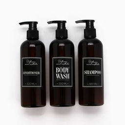 Дозатор для шампуня, кондиционера, гель для душа «Bathroom visual», 300 мл., набор 3 шт.