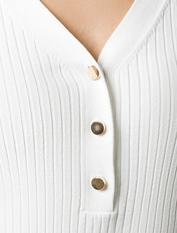 Джемпер Vilatte из вискозы с нейлоном V-вырез белый  фото 2