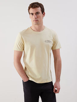 Bisiklet Yaka K?sa Kollu Bask?l? Penye Erkek Ti??rt