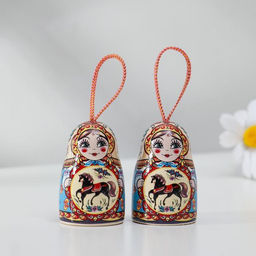 Цена за 2 шт. Колокольчик матрешка малая, лошадка, 5 см