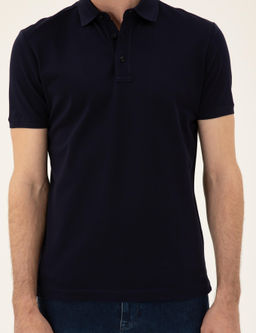 Lacivert Slim Fit Polo Yaka Merserize T-shirt
