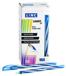 Цена за 5 шт. Ручка шариковая Linc CANDY синяя 0,6 мм, ассорти круглый корпус, игольчатый наконечник