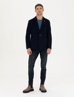 Lacivert %100 Pamuk Ex. Slim Fit Spor Ceket