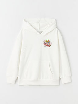 Bask?l? Uzun Kollu K?z ?ocuk Hoodie