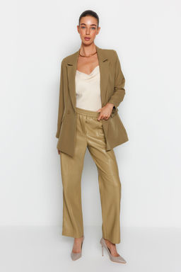 Ac?k Haki Regular Astarl? Kruvaze Kapama Dokuma Blazer Ceket TWOSS20CE0059