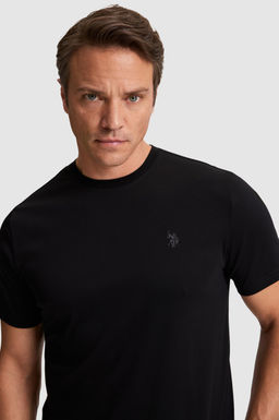 Erkek Siyah Regular Fit Bisiklet Yaka Basic Ti__rt