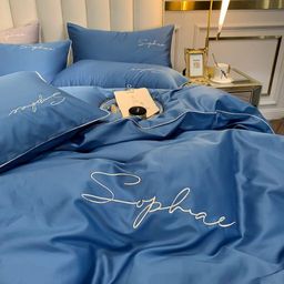 КПБ Mency однотонный с вышивкой MENO001 1.5 спальный