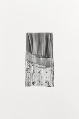 FALDA MIDI COMBINADA LENTEJUELAS / Grises - Zara фото 6