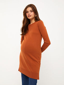 Bisiklet Yaka D?z Uzun Kollu Hamile Triko Tunik