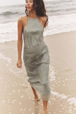 SHINY HALTER MIDI DRESS - Zara фото 3