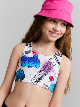 Купальный костюм для девочек черный с принтом граффити - Mark formelle фото 4