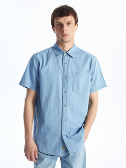 Regular Fit K?sa Kollu Erkek Jean G?mlek