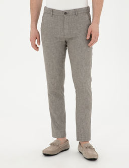 Ye_il Slim Fit Keten Kar___ml_ Kanvas Pantolon