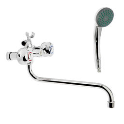 Смеситель для ванны Accoona A87177, двухвентильный, с душевым набором, силумин, хром