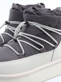 04-WF029-4M DK. GRAY/MILK Ботинки зимние женские (натуральная кожа, курточная ткань, 100% шерсть)