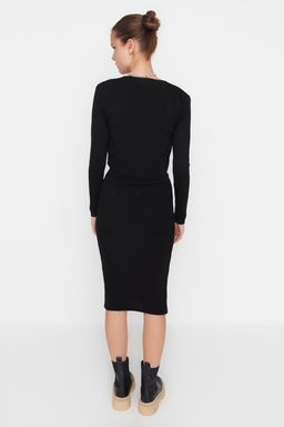 TRENDYOLMILLA Pembe Vucuda Oturan Midi Triko H?rka Elbise Tak?m TWOSS21EL0208 фото 17