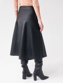 Юбка с разрезом сбоку из эластичной эко-кожи - Vilatte фото 4