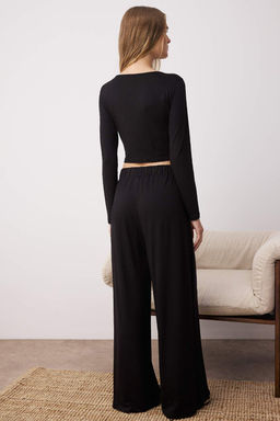 Trendyolmilla Siyah Viskon Orme Pijama Tak?m? TWOAW21AU0034 фото 10