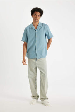 Рубашка обычного кроя с открытым воротником и короткими рукавами - Defacto фото 2