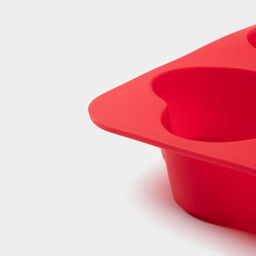 Форма для выпечки Доляна «Сердца», силикон, 16×16 см, 4 ячейки (7×7×3 см), цвет красный