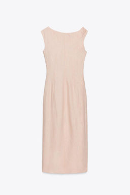 ASYMMETRIC MIDI DRESS WITH LINEN BLEND APPLIQUE - Zara фото 9