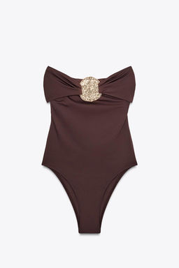 BANDEAU SWIMSUIT WITH METAL DETAIL - Zara фото 4