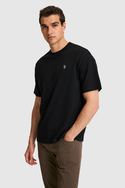 Erkek Comfort Fit Bisiklet Yaka Siyah Ti__rt