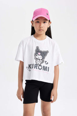 Футболка Hello Kitty с круглым вырезом и короткими рукавами для девочек - Defacto фото 3