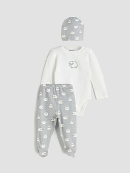 Bisiklet Yaka Bask?l? Erkek Bebek Hastane Seti