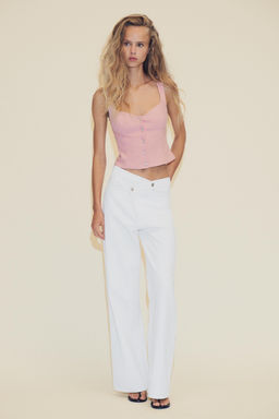 CREPE TOP WITH GEM BUTTONS