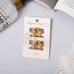 Цена за 2 шт. Крабики для волос «Либерти», набор 2 шт., бантик, 2 см, золото